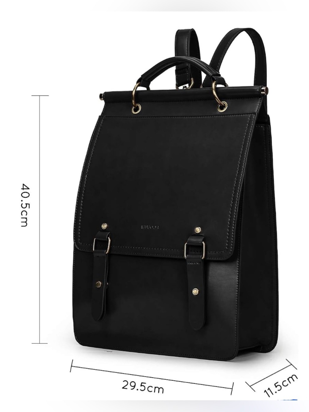 ECOSUSI Vegan Leather Vintage Laptop Backpack, Black, EUC